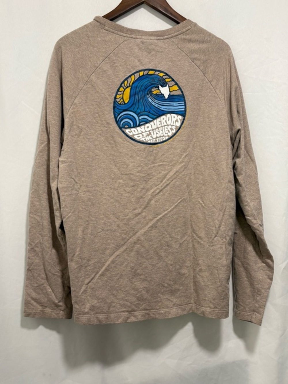 Patagonia Beige Graphic Long Sleeve‎ Tee Mens M - Picture 3 of 6